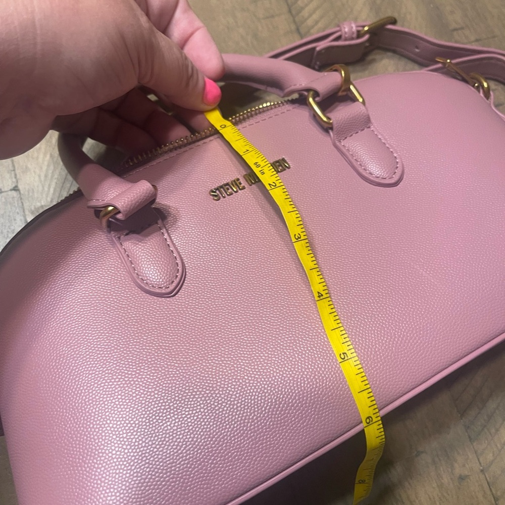 EUC Steve Madden Pink Satchel Bag with Crossbody Strap and SM Bagcharm - Picture 8 of 9